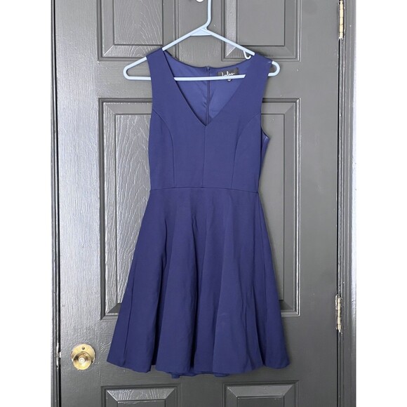 Lulu's Dresses & Skirts - Lulu’s navy Blue V-Neck Dress fit and flair Size S